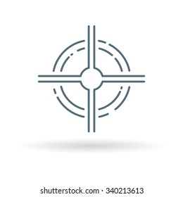 Target icon. Sniper scope sign. Cross hair symbol. Thin line icon on white background. Vector illustration.