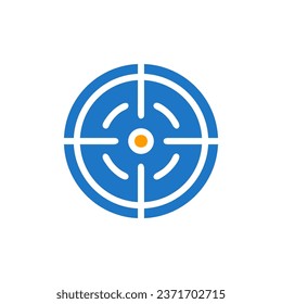 Target icon solid blue orange colour military vector army element and symbol perfect.