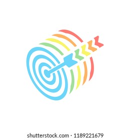 target icon. Stack of colorful isometric icons on white background