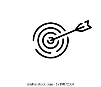 target icon. successful shot in the darts target. isolated on white background. vector illustration.