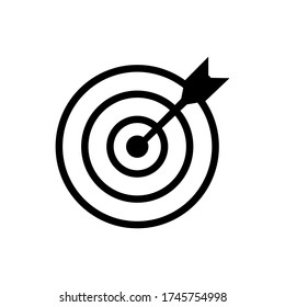 Icono de destino. Símbolo de destino con flecha aislada sobre fondo blanco. EPS vectorial 10