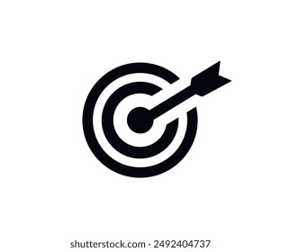 Target icon. Target symbol with arrow. Symbol or strategy dartboard and winner bullseye archery vector design and illustration.

