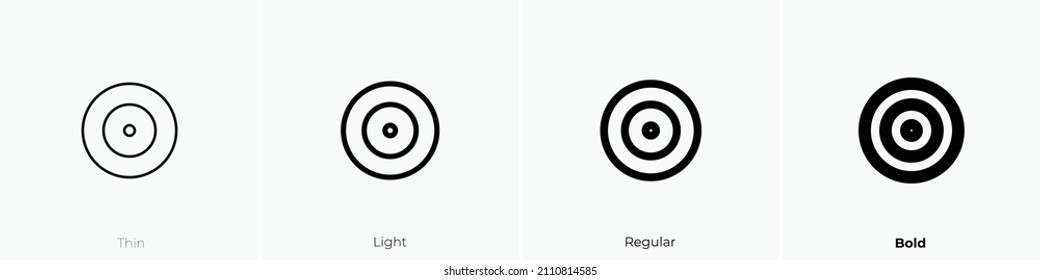 target icon. Thin, Light Regular And Bold style design isolated on white background