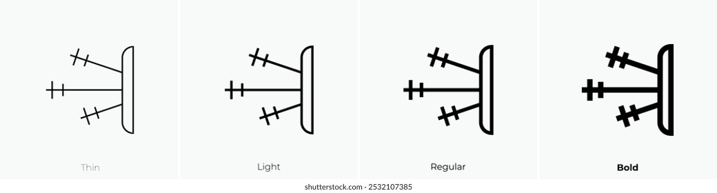 ícone de destino. Design fino, leve, regular e negrito, isolado no fundo branco