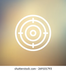 Target icon thin line for web and mobile, modern minimalistic flat design. Vector white icon on gradient  mesh background.