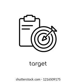 target icon. Trendy modern flat linear vector target icon on white background from thin line collection, outline vector illustration