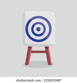 Target icon with two legs in flat style with arrow in the center aim. Vector design element for you business projects. Vector illustration EPS 10.