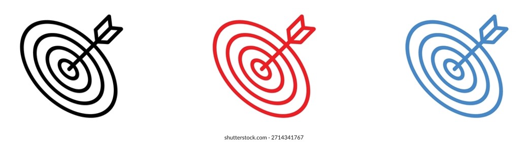 Vector de ícono objetivo. objetivos de negocio, logro, estrategia de marketing y símbolo de enfoque. Ilustración vectorial.