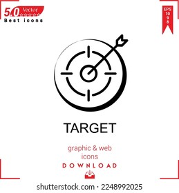 target icon vector . Business marketing management, target icons , simple, isolated, application , logo, flat icon for website design or mobile applications, 
UI  UX design Editable stroke. EPS10