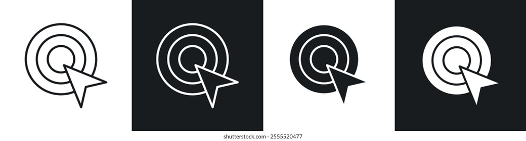 Target icon vector collection in black and white.