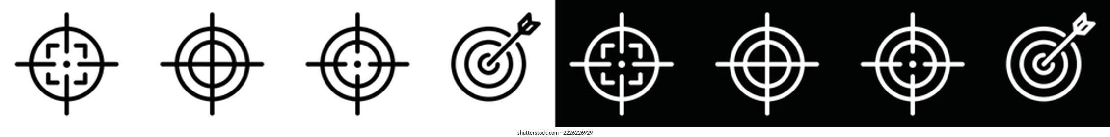Target icon vector collection. Target or business goal icon. Target with arrow icon. Target focus arrow marketing aim, symbol illustration.