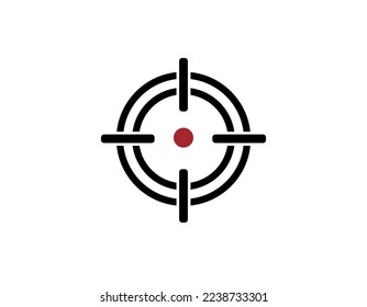 Target icon. Vector crosshairs for gun and shooting with red center on white background