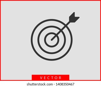 Target icon vector. Darts board with arrow isolated.