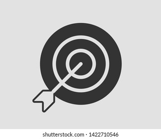 Target icon vector. Darts board with arrow isolated.