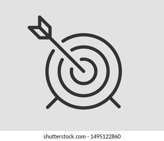 Target icon vector. Darts board with arrow isolated.