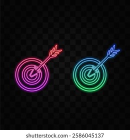 target icon vector design illustration. neon style.