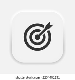 Target Icon vector. Goal or focus business symbol in neumorphism style. Dartboard with arrow sign. Vector EPS 10