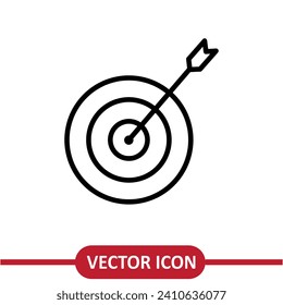 Vector de icono de destino. Signo de objetivo ilustración de estilo de moda plana sobre fondo blanco..ep