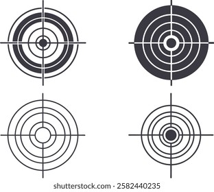 Target icon vector, Hunting target vector, Goal icon silhouette, Set of goals vector art