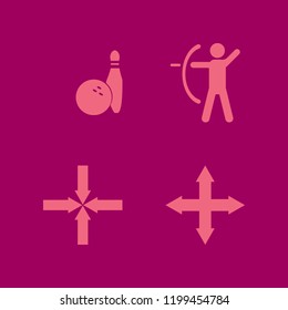 target icon. target vector icons set arrows center, archer, out arrows and bowling ball pin