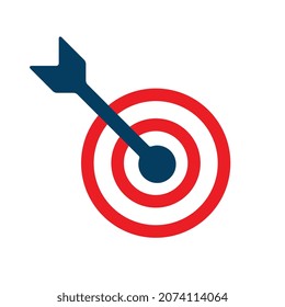 The Target Icon. Vector illustration. Bow, center, focus, target icon. Vector illustration, flat design.
