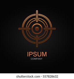 Target icon. Vector Illustration. Design logo element. Isolated on black background.