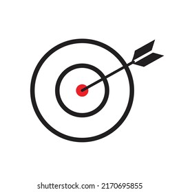 icono de destino ilustración vectorial, objetivo, enfoque, centro, flecha de precisión signo de deporte