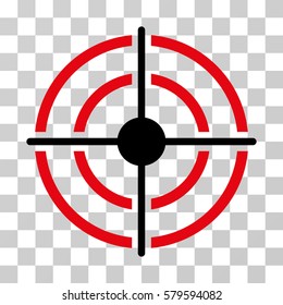 Target icon. Vector illustration style is flat iconic bicolor symbol, intensive red and black colors, transparent background. Designed for web and software interfaces.