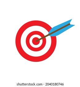 Target icon vector illustration symbol success accuracy. Business target icon center circle arrow goal aim. Achievement target icon aiming perfect strategy focus. Victory sign mark success circle