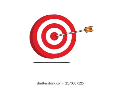 Target Icon Vector. Vector image of arrow on target. Vector illustration isolated on a white background. symbols for Computer and mobile vector websites.