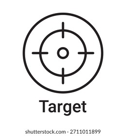 Icono de destino. Símbolo de línea de Vector para un Sitio web, tarjeta de producto, presentación y App móvil, embalaje o instrucción. Signo de esquema editable