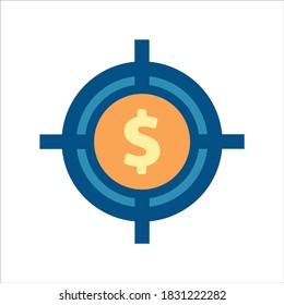 target icon vector. target with money icon. finance icon concept.flat design style icon vector 