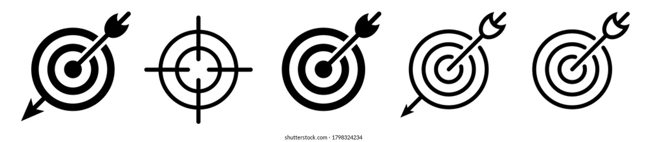 Target icon vector set. Goal icons. Target with arrow – set isolated on white background