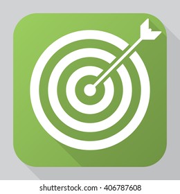 Target icon vector, solid illustration, pictogram isolated on gray. long shadow