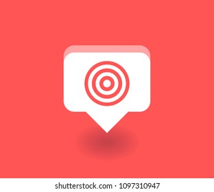 Target icon, vector symbol in flat style isolated on red background. Social media illustration.