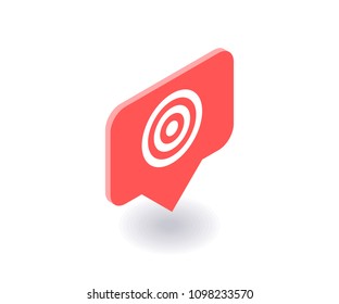 Target icon, vector symbol in flat isometric 3D style isolated on white background. Social media illustration.