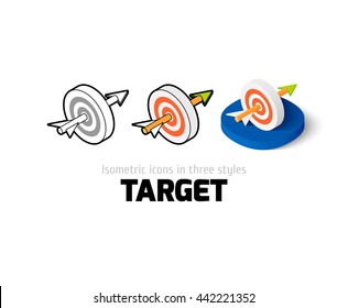 Target icon, vector symbol in flat, outline and isometric style