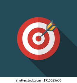 Target Icon vector. symbol for web site Computer and mobile vector, Archery target with arrow. Vector illustration.