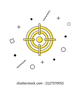 Target icon vector. Yellow focus target aim icon with geometric shapes on white background. Goal sign. Vector