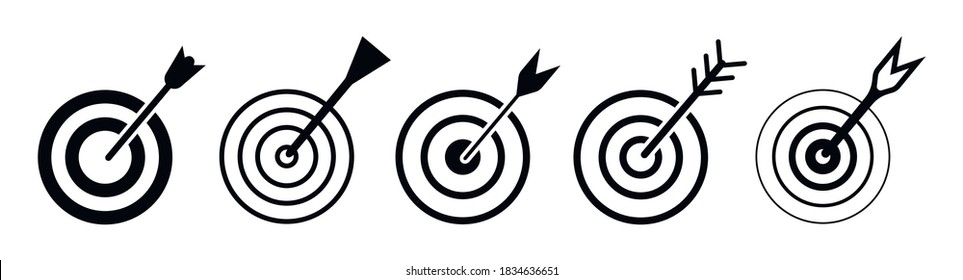 Zielsymbol Vektor.Bogenziel mit Pfeil-Design.Zielsymbol auf weißem Hintergrund.Legen Sie flache Zielsymbole für Ihr Webseitendesign, Logo, App.