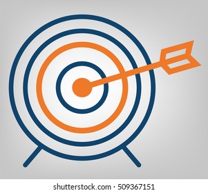 Target icon, web design sign, vector illustration of aim with arrow