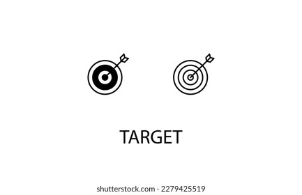 Target icons with 2 styles outline icon, glyph icon, vector stock
