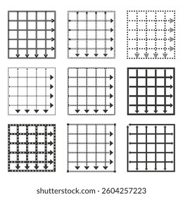 Target icons. Circular concentric symbols. Grunge black patterns. Vector shooting aims.