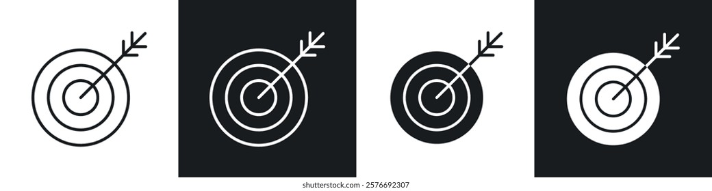 Target icons collection in black and white solid and line style