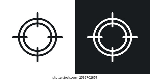 Target icons collection in black and white filled and line versions