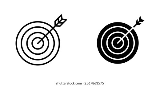 Target icons collection in Filled flat and thin line style.