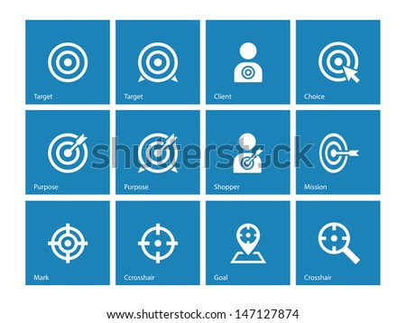 Target icons on blue background. Vector illustration.
