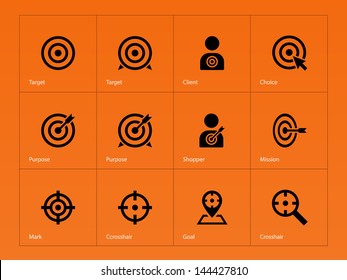 Target icons on orange background. Vector illustration.