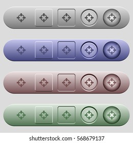 Target icons on rounded horizontal menu bars in different colors and button styles
