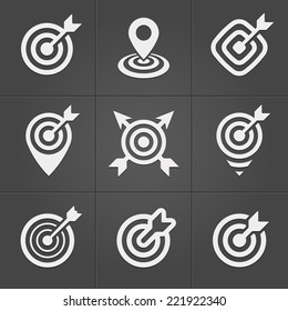 Target icons pack on black for business mobile web interface